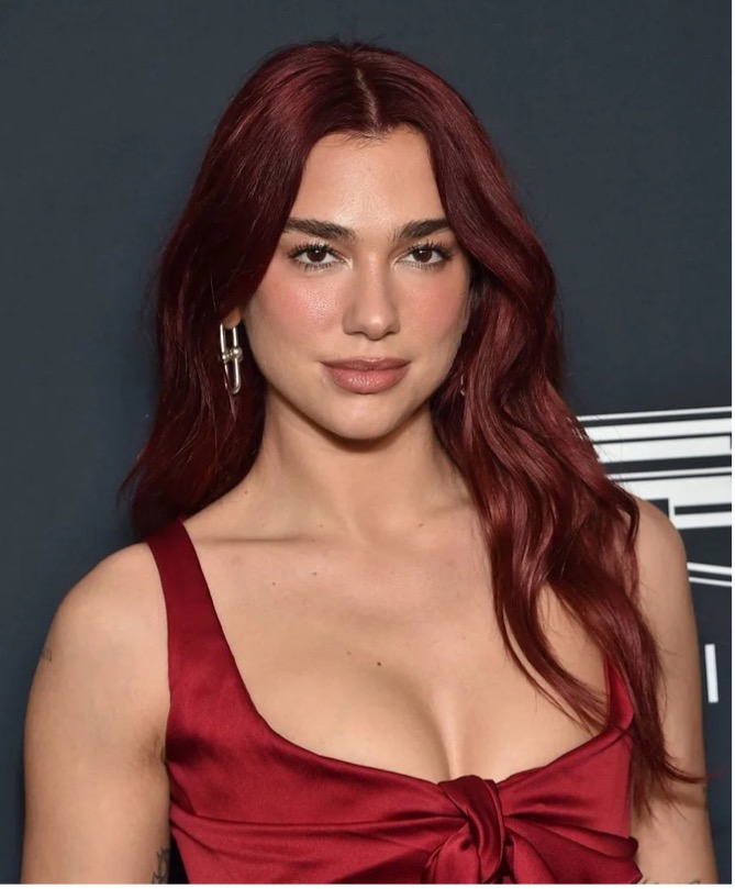 Dua Lipa Auburn Red Hair Colour